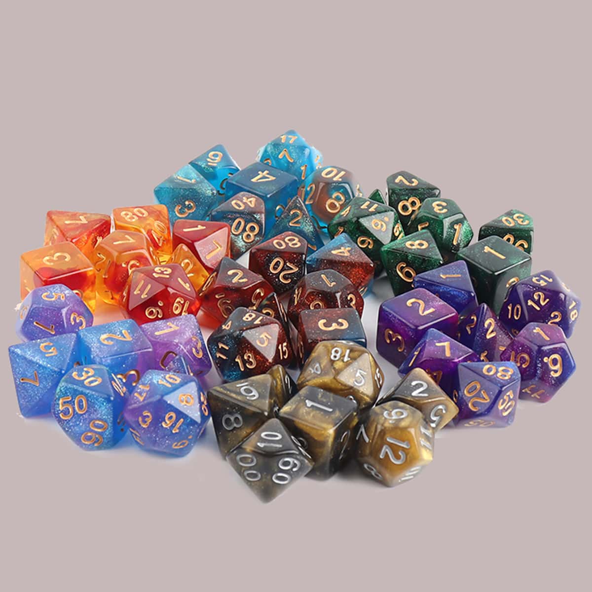 

7pcs Random Multi Sided Dice, Multicolor