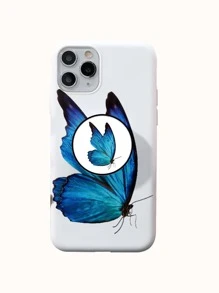 Funda de móvil con patrón de mariposa con agarre de teléfono emergente - Azul - Ver 2