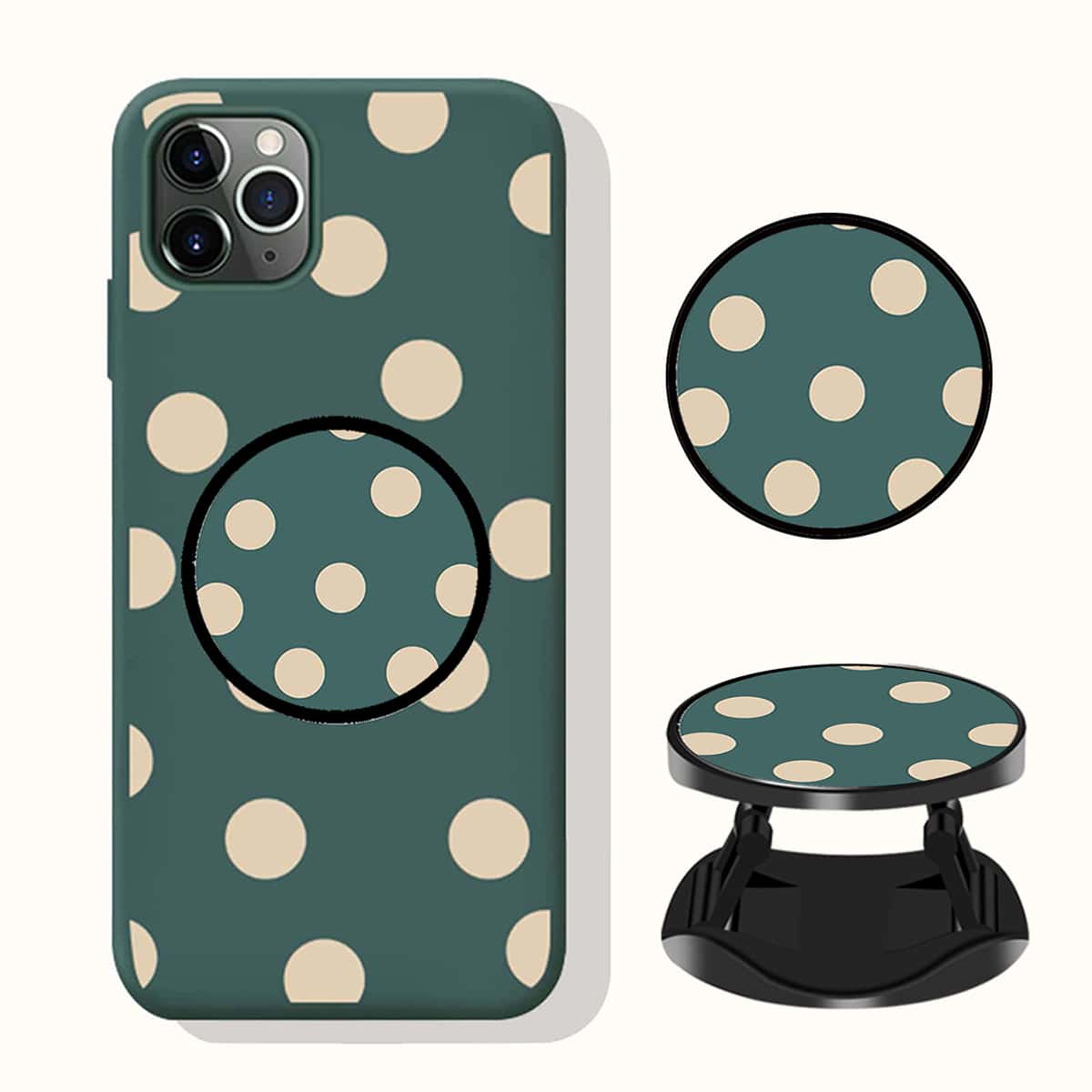 

Polka Dot Phone Case With Pop-Out Phone Grip, Dark green