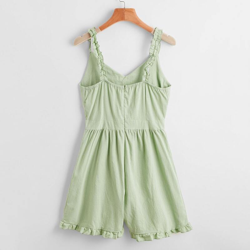 

Solid Frill Romper, Mint green