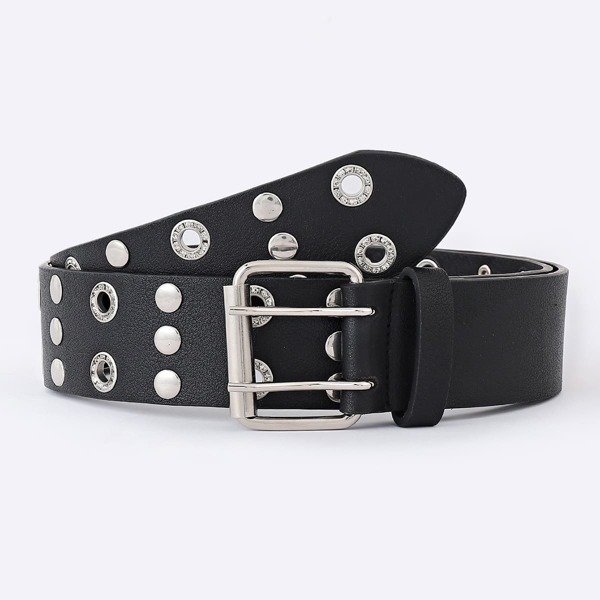 

Rhinestone Eyelet Decor Belt, Black