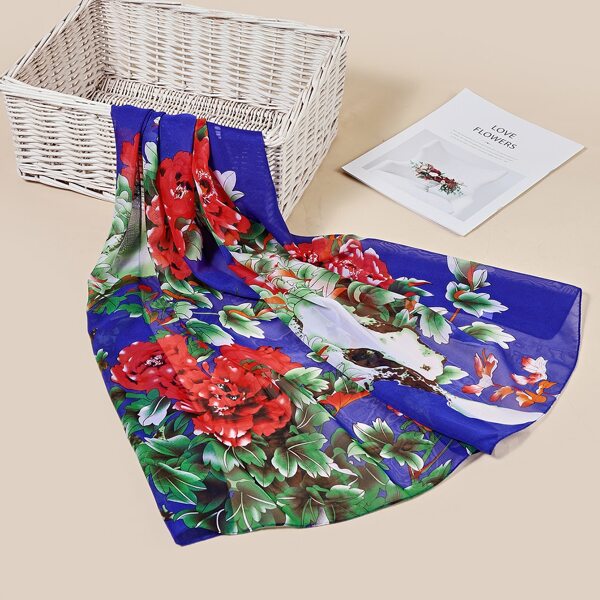 

Flower Print Scarf, Multicolor