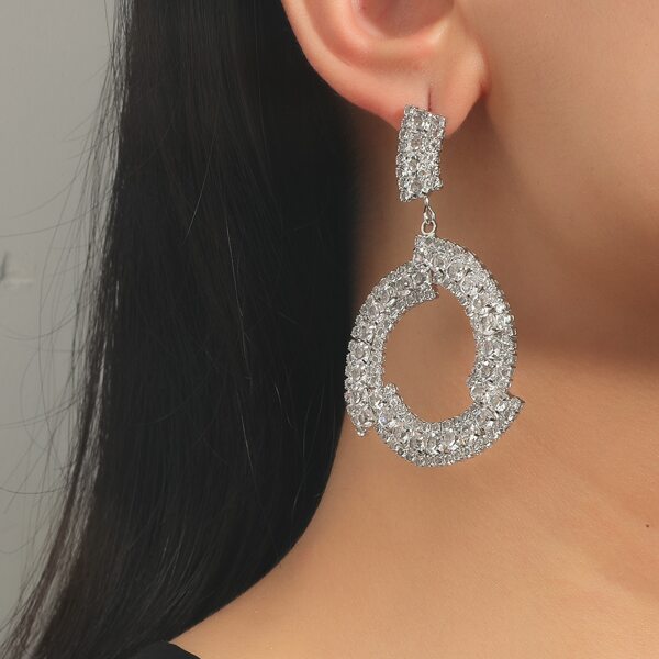 

Zircon Decor Drop Earrings, Silver