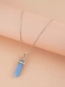 夜光幾何吊墜項鍊 - 藍色 - 查看 4