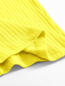 SHEIN Essnce Rib-knit Bodycon Dress - Yellow - View 5