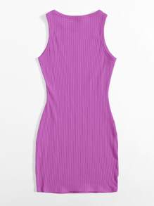 SHEIN Essnce Vestido ajustado tejido de canalé - Morado - Ver 2