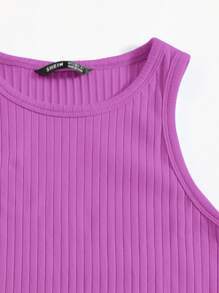 SHEIN Essnce Vestido ajustado tejido de canalé - Morado - Ver 3