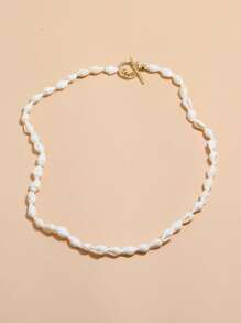 Collar De Concha Con Cuentas - Beis - Ver 2