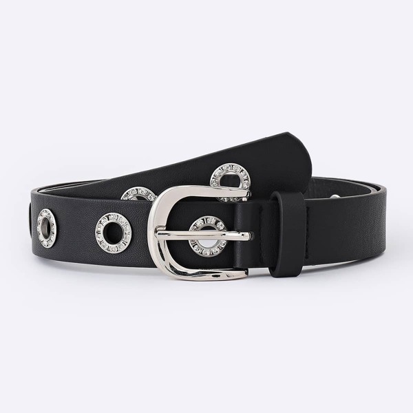 

Rhinestone Detail Belt, Black