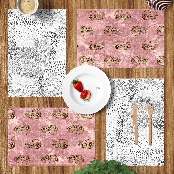 

1pc Leopard Print Random Placemat, Multicolor