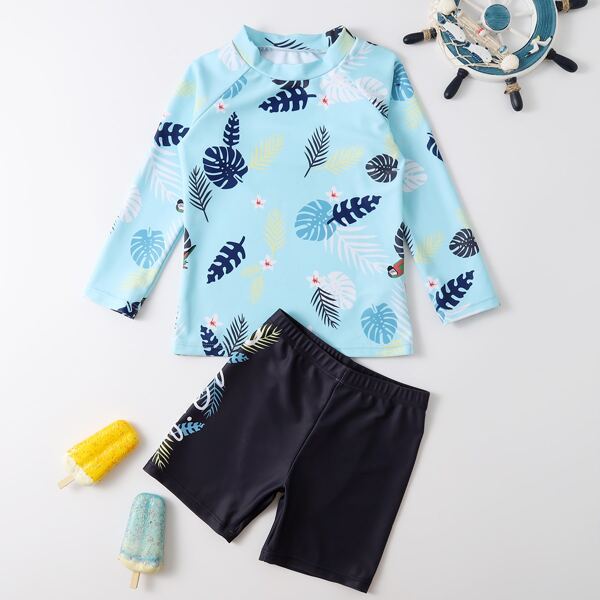 

Toddler Boys Tropical Print Two Piece Swimsuit, Multicolor