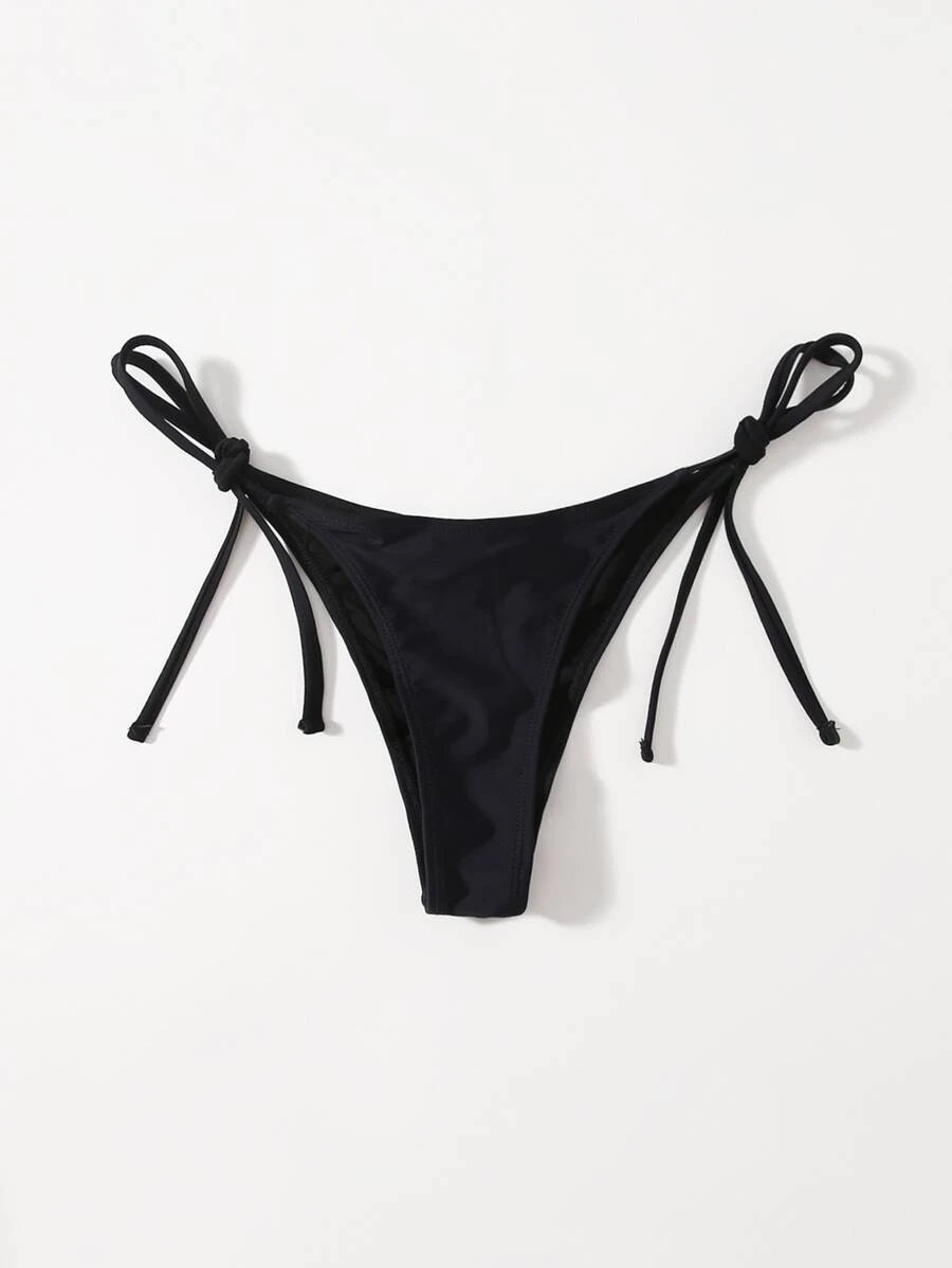 Swim Basics Summer Beach Tie Side Bikini Panty - Black - View 1