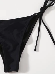 Swim Basics Summer Beach Tie Side Bikini Panty - Black - View 4