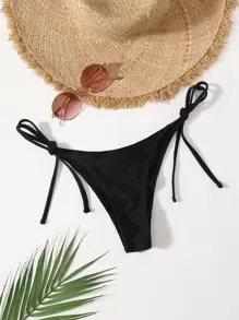 Swim Basics Summer Beach Tie Side Bikini Panty - Black - View 5