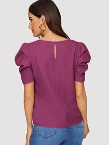SHEIN Clasi Top de manga farol de espalda con abertura de ojo - Morado - Ver 2