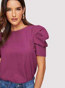 SHEIN Clasi Top de manga farol de espalda con abertura de ojo - Morado - Ver 3