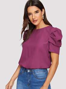 SHEIN Clasi Top de manga farol de espalda con abertura de ojo - Morado - Ver 4