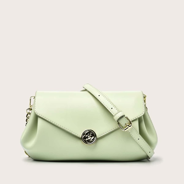 

Ruched Flap Crossbody Bag, Green