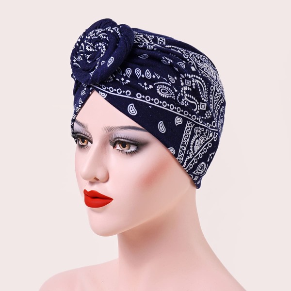 

Paisley Print Hat, Navy blue