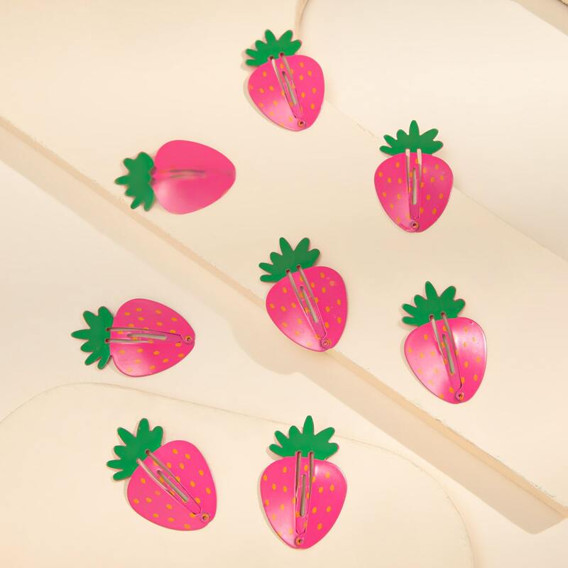 

8pcs Strawberry Design Hair Clip, Multicolor