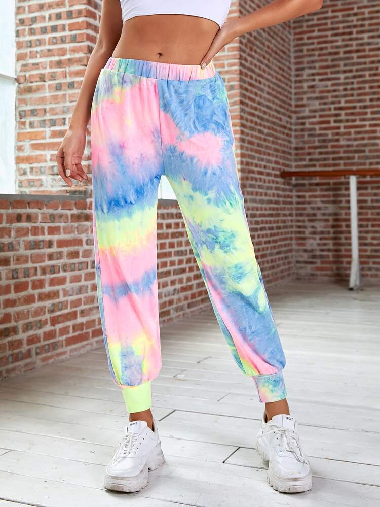 Softness Tie Dye Sports Sweatpants - Multicolor - View 1