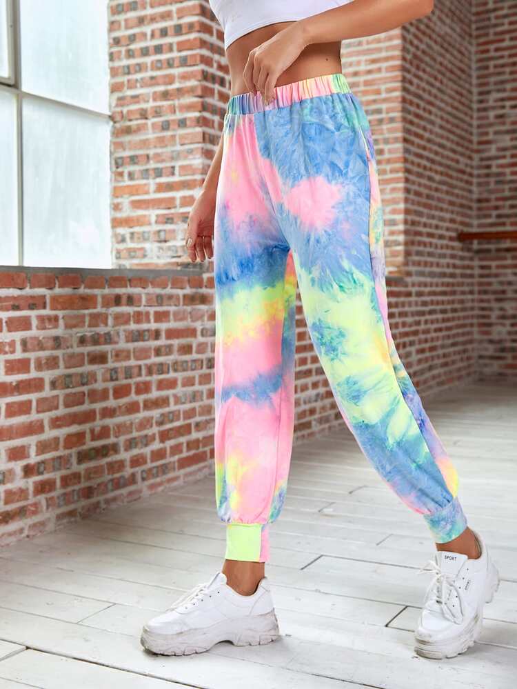 Softness Tie Dye Sports Sweatpants - Multicolor - View 3