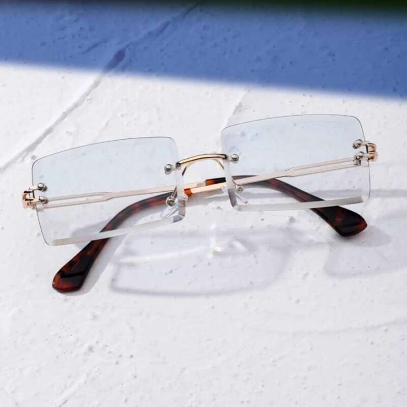 Rimless Rectangle Frame Sunglasses