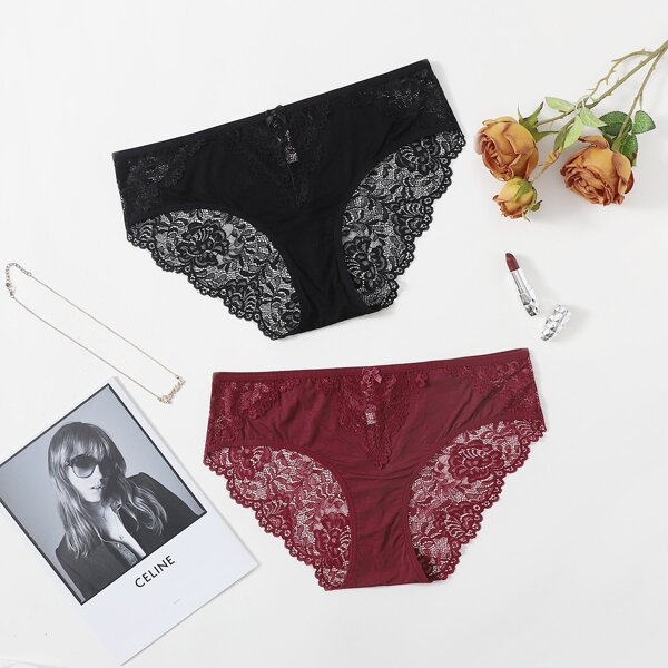 

2pack Plus Floral Lace Panty Set, Multicolor