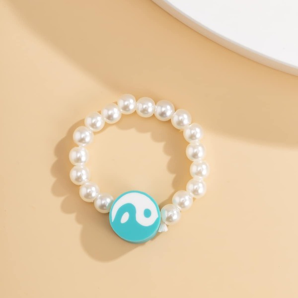 

Yin & Yang Decor Faux Pearl Beaded Ring, Multicolor