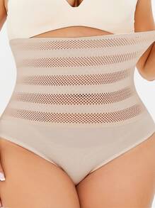 Plus High Waisted Shapewear Bottom - Apricot - View 1
