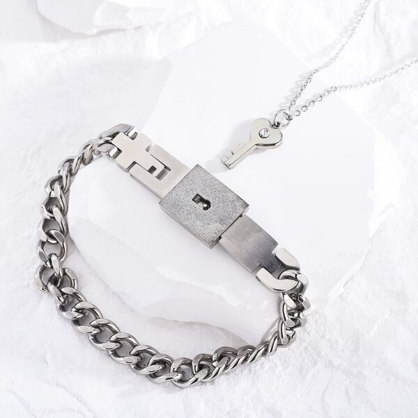 

Key Charm Necklace & Bracelet, Silver