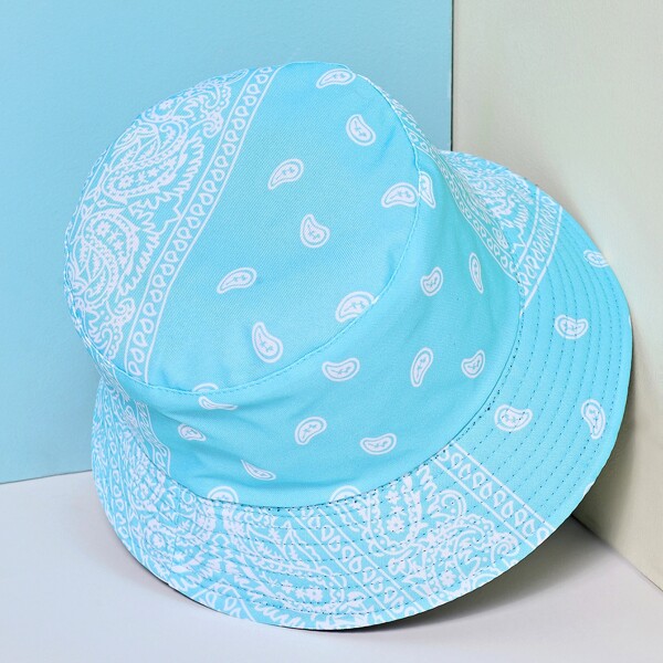 

Paisley Print Bucket Hat, Baby blue