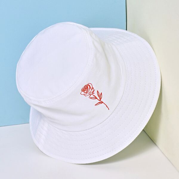 

Flower Print Bucket Hat, White