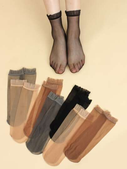 8pairs Mesh Crew Socks, Fall