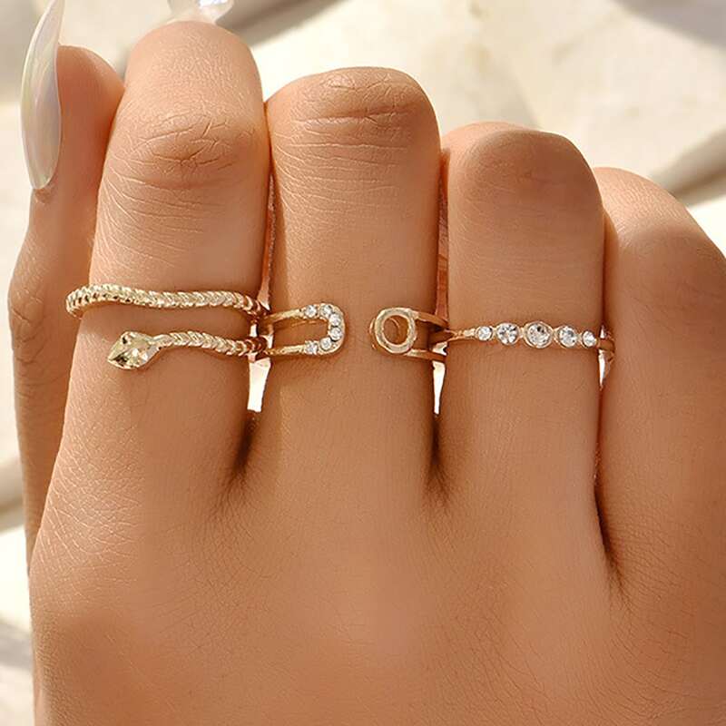 

3pcs Serpentine Ring, Gold