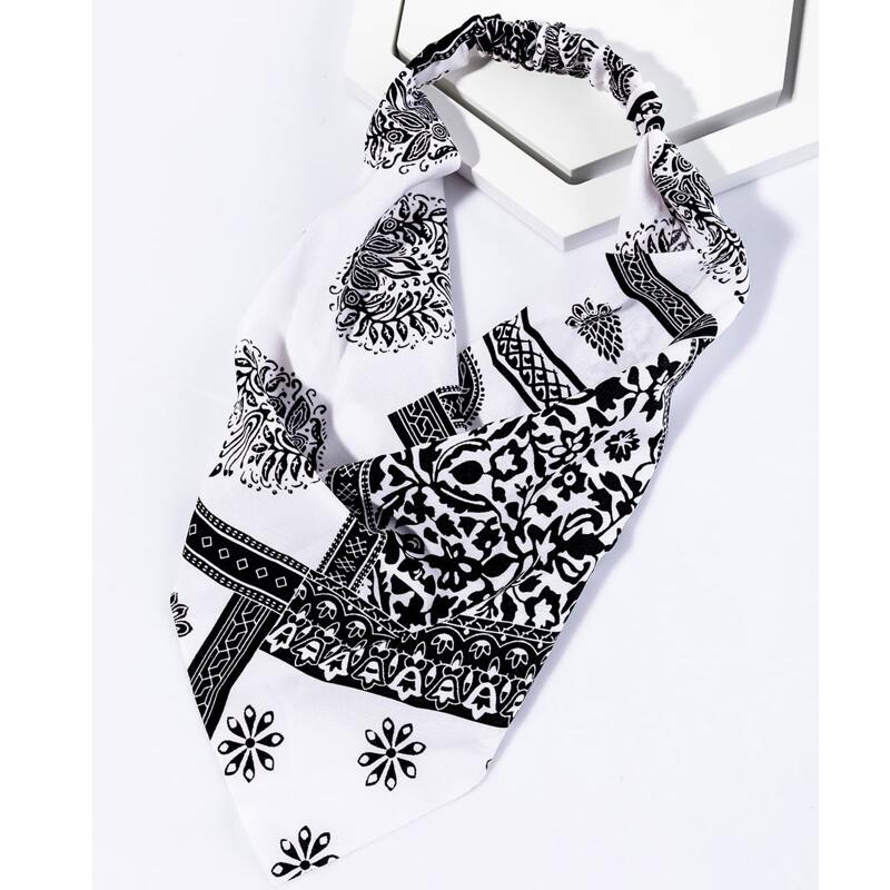 

Paisley Print Hair Band, Black and white
