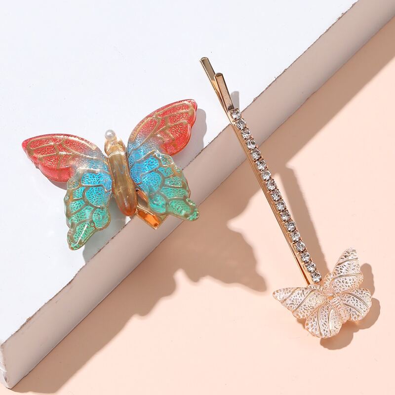 

2pcs Butterfly Decor Hair Clip, Multicolor