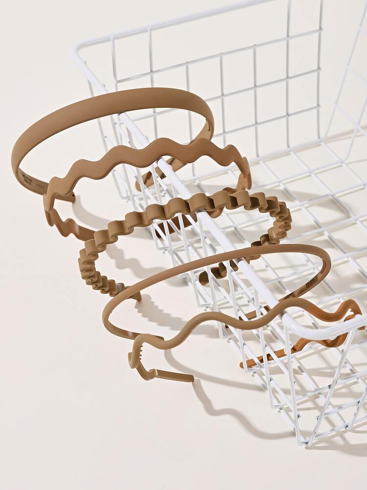 5pcs Solid Headband - Brown - View 1
