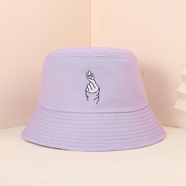 

Gesture Embroidery Bucket Hat, Purple