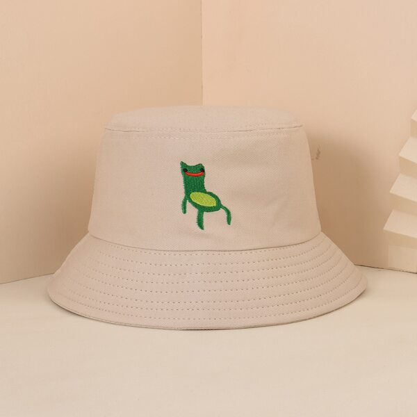

Cartoon Embroidery Bucket Hat, Beige