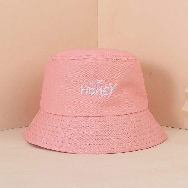 

Letter Embroidery Bucket Hat, Pink