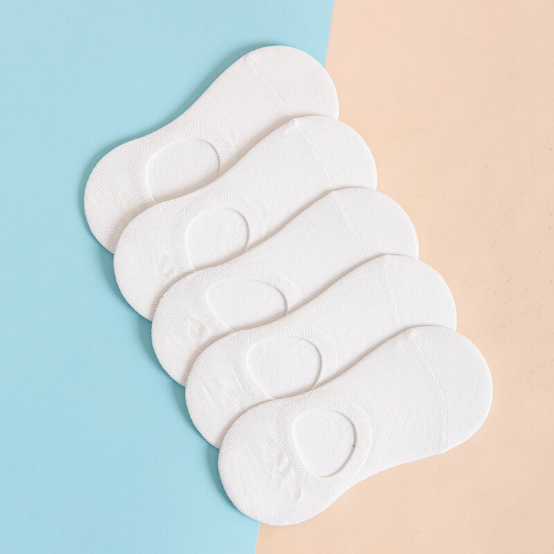 

5pairs Plain Invisible Socks, White