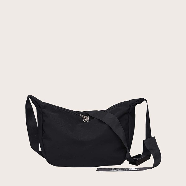 

Letter Graphic Minimalist Crossbody Bag, Black