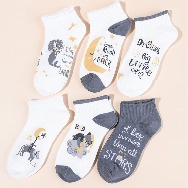 

6pairs Cartoon Graphic Ankle Socks, Multicolor