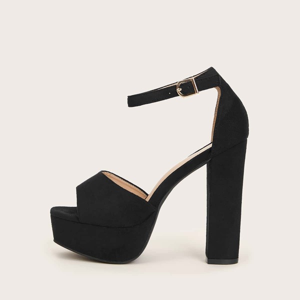 

Ankle Strap Chunky Heels, Black