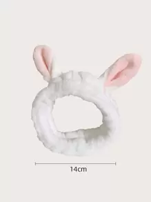 1 件兔耳朵弹性沐浴头带，可爱白色面部化妆头带，适合女士女孩浴室装饰夏季