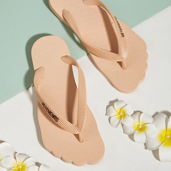

Letter Graphic Flip Flops, Dusty pink