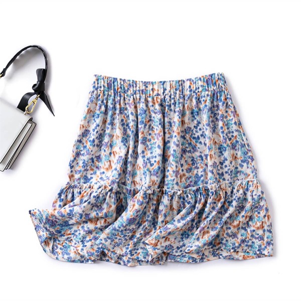 

Plus Allover Print Ruffle Hem Skirt, Multicolor