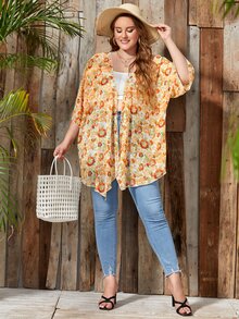 Kimono con estampado floral - Amarillo - Ver 5