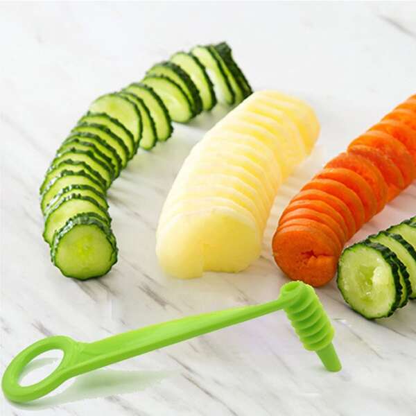 

1pc Plastic Vegetables Spiral Cutter, Green